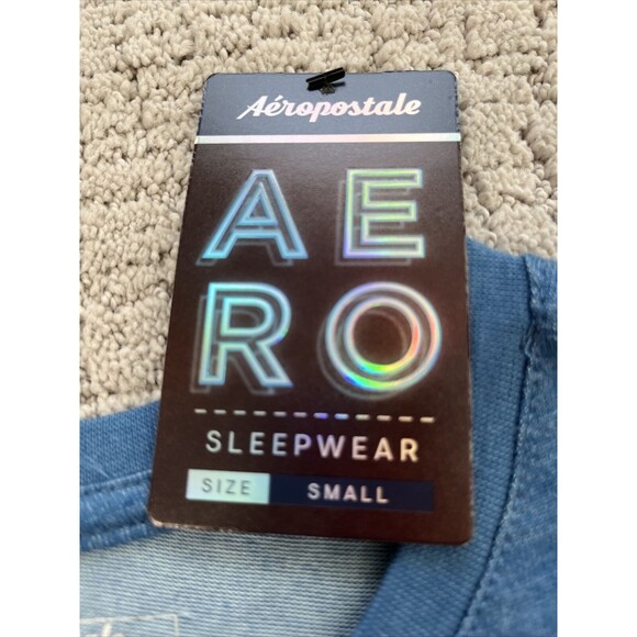 Aeropostale Men's Large Shirt Blue Long Sleeve Sleepwear Size Small - Picture 7 of 11